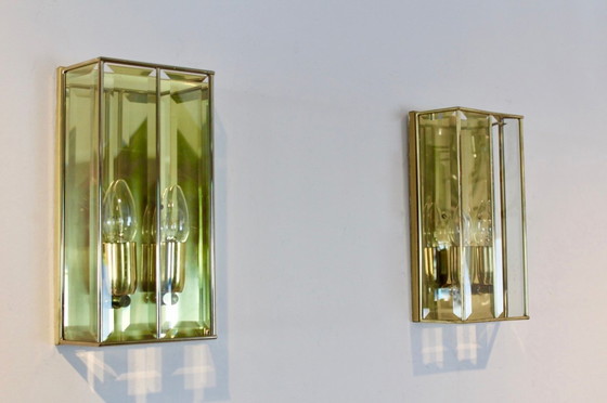 Image 1 of 2x Französische Vintage Wandlampen aus Glas