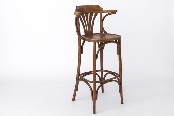 Image 1 of 1 Vintage Holz Irish Pub Hohe Hocker mit Bugholz Technik 1960S-1970S