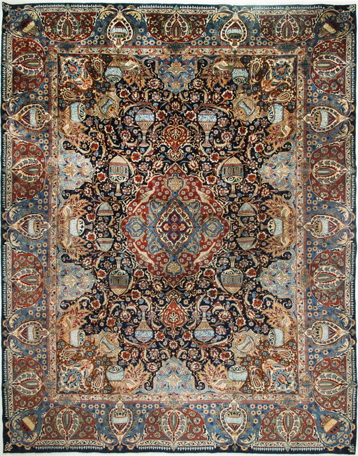 Original Handgeknüpfter Perserteppich Kashmar Fein Paradise Design 386 X 294 Cm Top Zustand