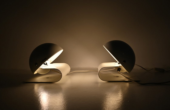 Image 1 of Weiße Bugia-Tischlampen von Giuseppe Cormio für Iguzzini, 1970er Jahre, 2er-Set