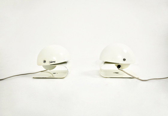 Image 1 of Weiße Bugia-Tischlampen von Giuseppe Cormio für Iguzzini, 1970er Jahre, 2er-Set