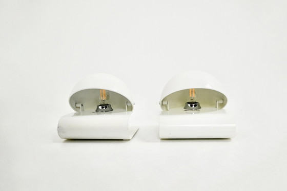 Image 1 of Weiße Bugia-Tischlampen von Giuseppe Cormio für Iguzzini, 1970er Jahre, 2er-Set