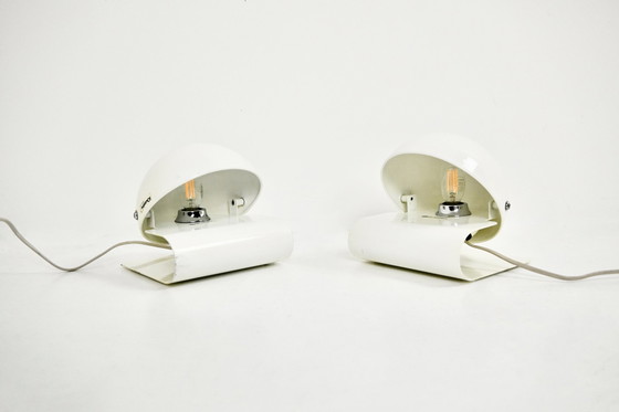 Image 1 of Weiße Bugia-Tischlampen von Giuseppe Cormio für Iguzzini, 1970er Jahre, 2er-Set