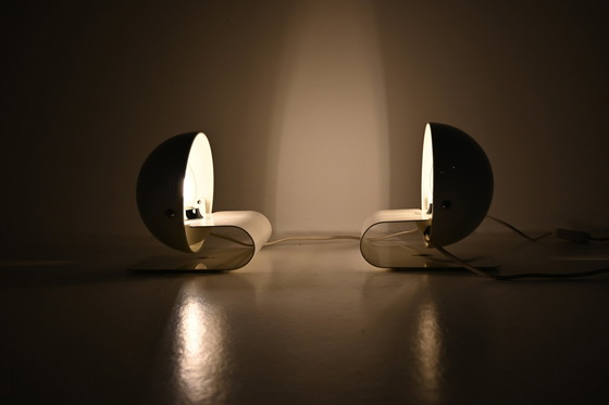 Image 1 of Weiße Bugia-Tischlampen von Giuseppe Cormio für Iguzzini, 1970er Jahre, 2er-Set