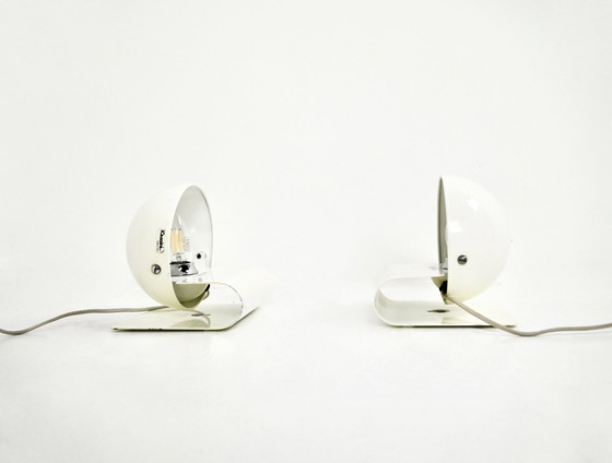 Image 1 of Weiße Bugia-Tischlampen von Giuseppe Cormio für Iguzzini, 1970er Jahre, 2er-Set