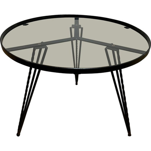 Alter schmiedeeiserner Sockeltisch, 1950