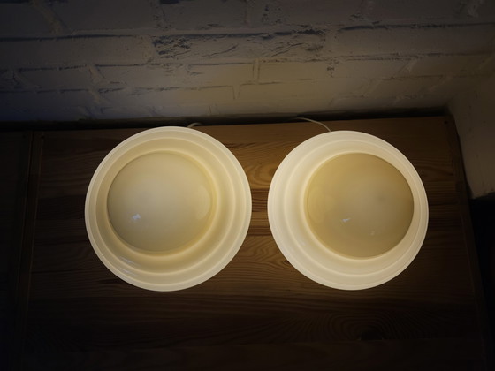 Image 1 of Satz von 2 Art Deco Pastellgelb Glas Deckenlampen