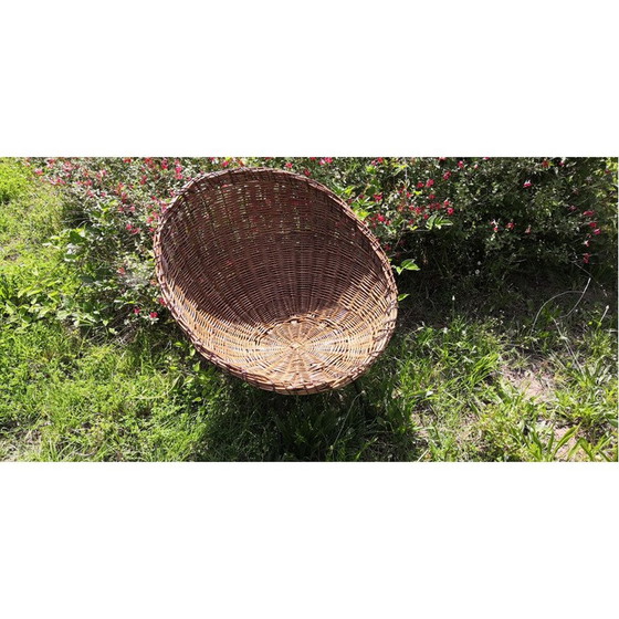 Image 1 of Runder Sessel aus Rattan und Metallbeinen, 1950er-1960er Jahre