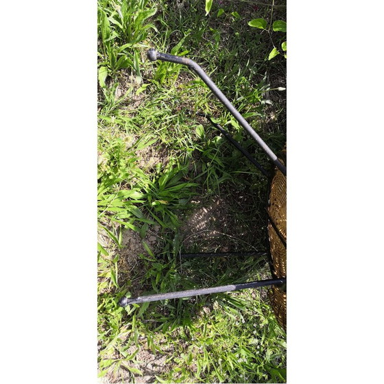 Image 1 of Runder Sessel aus Rattan und Metallbeinen, 1950er-1960er Jahre