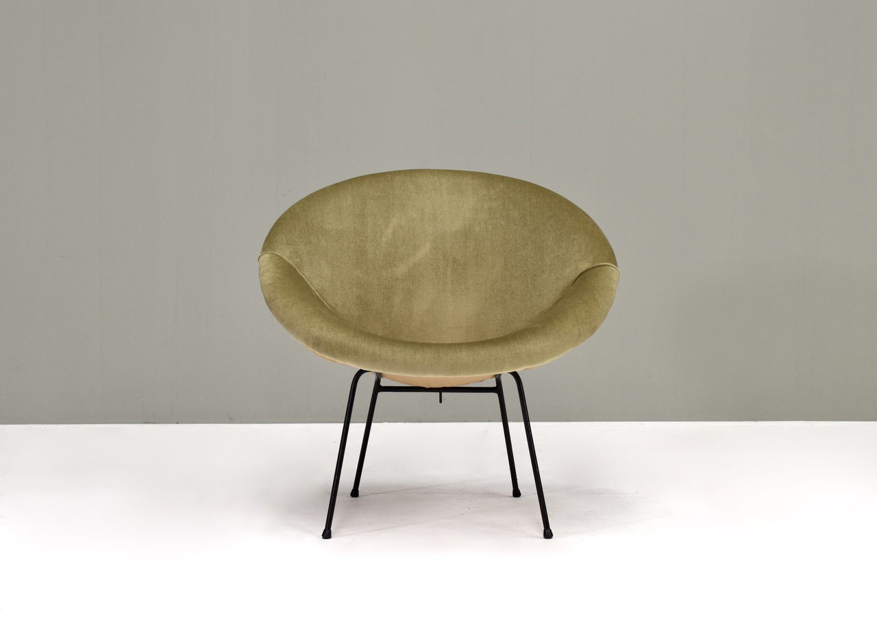Circle Lounge Chair aus Samt und Metall aus den 1950er Jahren um 50er Jahre Design 1 200 Whoppah