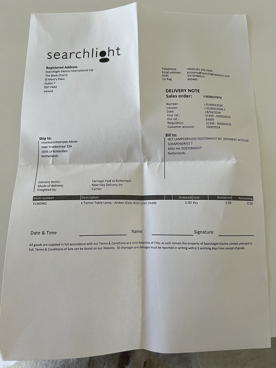 Image 1 of Torino Tischlampe Bernstein Glas Leinen