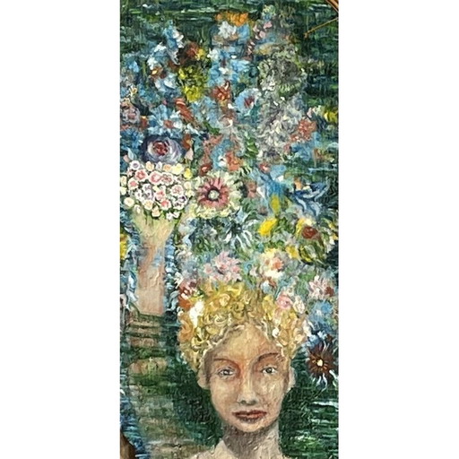 Vintage Öl auf Leinwand "Ophelia" von Elodie Huré