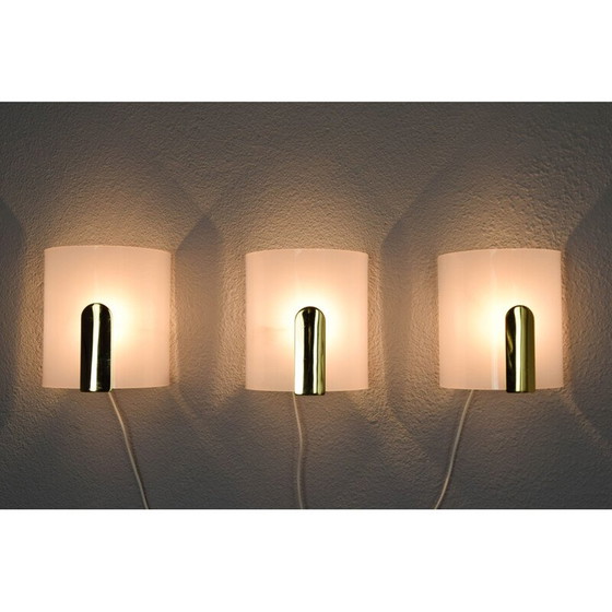 Image 1 of Mid Century Wandleuchter aus Lucit und Messing von Metalarte, Spanien 1980