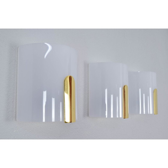 Image 1 of Mid Century Wandleuchter aus Lucit und Messing von Metalarte, Spanien 1980