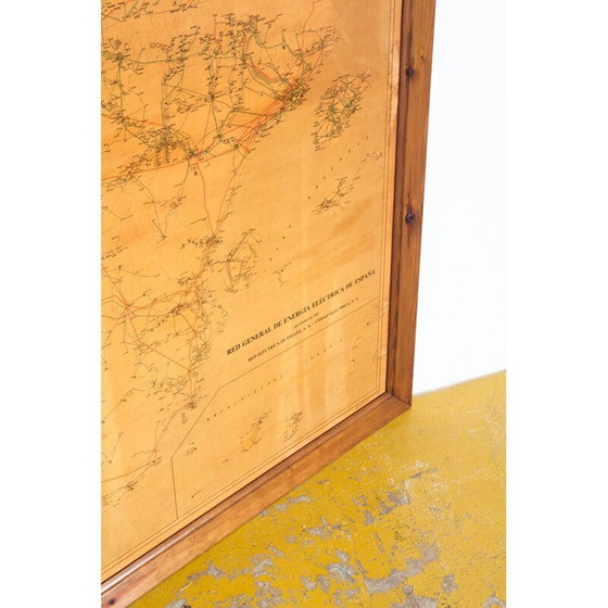 Image 1 of Vintage-Plakat für das Stromnetz aus Holz, Spanien 1980