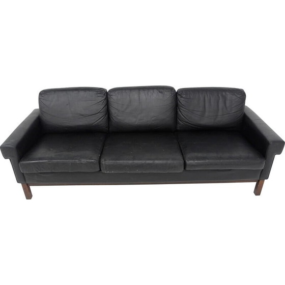 Image 1 of Skandinavisches Vintage-Ledersofa 3 Sitze, Schweden 1950