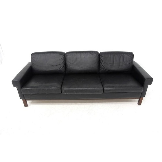 Image 1 of Skandinavisches Vintage-Ledersofa 3 Sitze, Schweden 1950
