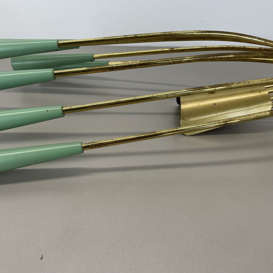 Image 1 of Nr.1 Große 54 cm große Wandleuchte aus Messing im Stil von Stilnovo, Italien, 1950er Jahre