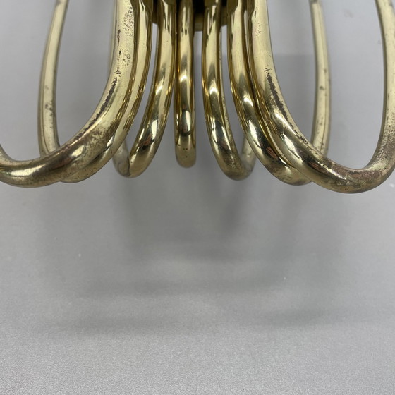 Image 1 of Nr.1 Große 54 cm große Wandleuchte aus Messing im Stil von Stilnovo, Italien, 1950er Jahre