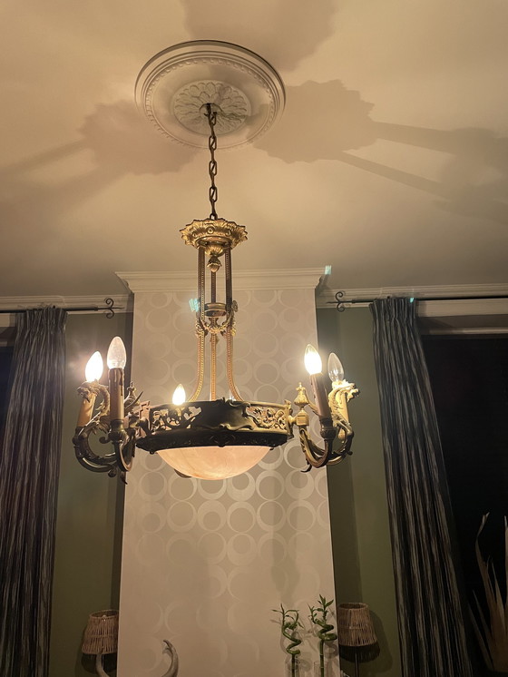 Image 1 of Antike Hängelampe aus Bronze