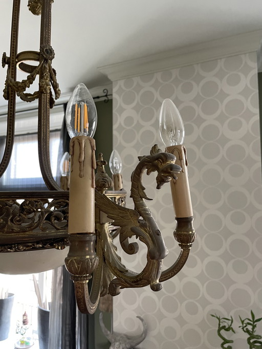 Antike Hängelampe aus Bronze