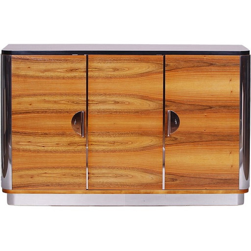 Vintage tschechisches Art Deco Highboard in Nussbaumfurnier für Tschechisches Wohndesign Manufaktur, 1920-1930