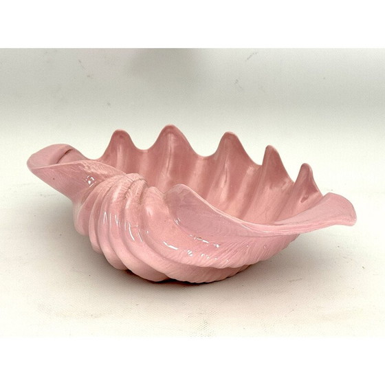 Image 1 of Muschelschale im Art déco-Stil aus rosa Keramik, Italien 1930