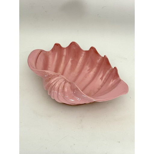 Muschelschale im Art déco-Stil aus rosa Keramik, Italien 1930