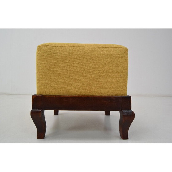 Image 1 of Art Deco vintage Stoff und Holz Fußstütze, Tschechoslowakei 1930er Jahre