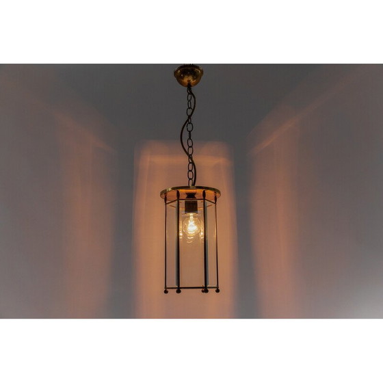 Image 1 of Deckenlampe aus geschliffenem Glas und Messing, Österreich 1930