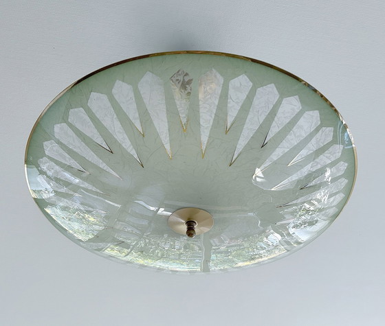 Image 1 of Sehr große Art Deco Glas Pendelleuchte