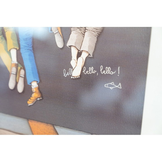 Image 1 of Altkolorierte Radierung auf Papier und Holz, Italien 2000