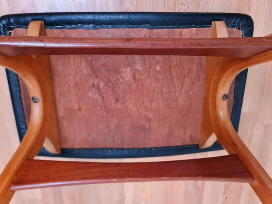 Image 1 of Skandinavischer Hocker aus Teakholz mit Skai 1960s