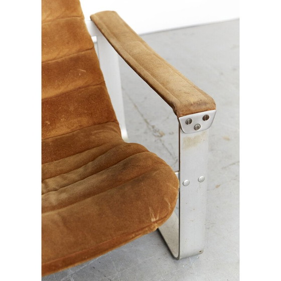 Image 1 of Vintage Sessel mit Pulkka Ottomane aus Aluminium von Ilmari Lappalainen für Asko, Finnland 1968er