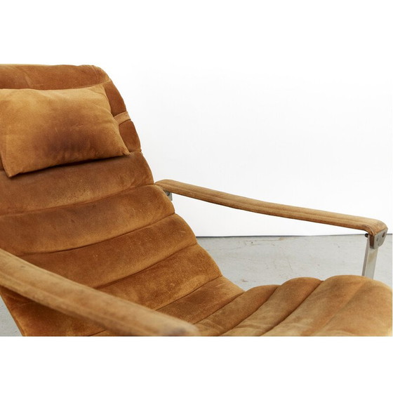 Image 1 of Vintage Sessel mit Pulkka Ottomane aus Aluminium von Ilmari Lappalainen für Asko, Finnland 1968er