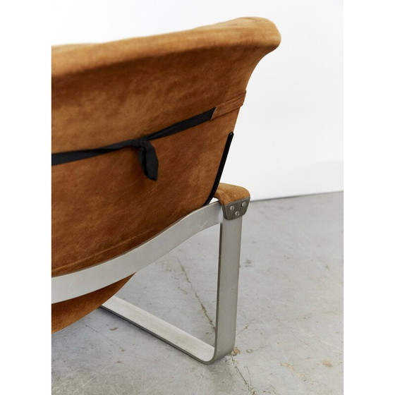 Image 1 of Vintage Sessel mit Pulkka Ottomane aus Aluminium von Ilmari Lappalainen für Asko, Finnland 1968er