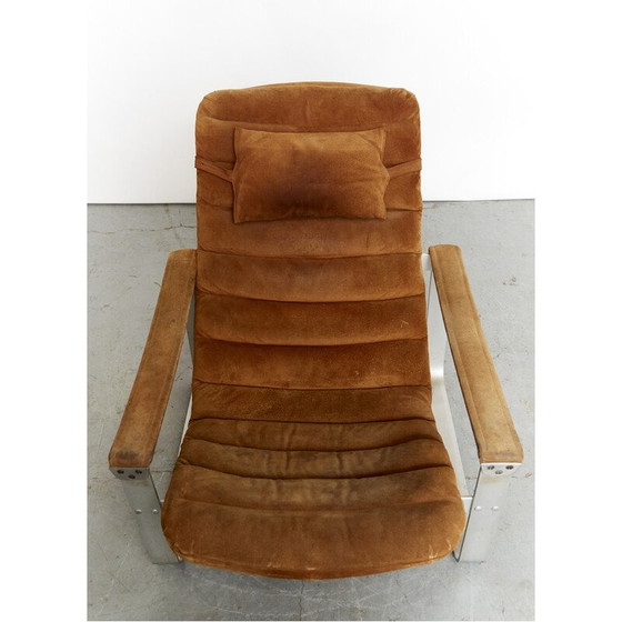 Image 1 of Vintage Sessel mit Pulkka Ottomane aus Aluminium von Ilmari Lappalainen für Asko, Finnland 1968er