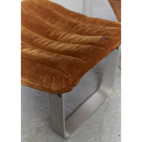 Image 1 of Vintage Sessel mit Pulkka Ottomane aus Aluminium von Ilmari Lappalainen für Asko, Finnland 1968er