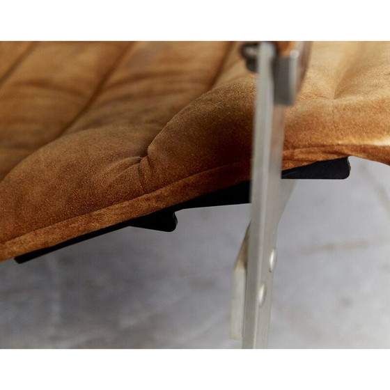 Image 1 of Vintage Sessel mit Pulkka Ottomane aus Aluminium von Ilmari Lappalainen für Asko, Finnland 1968er