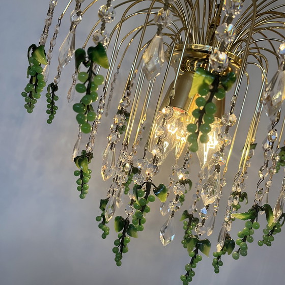 Image 1 of Grüne Trauben Vintage Teardrop Pendelleuchte Kristall Kronleuchter