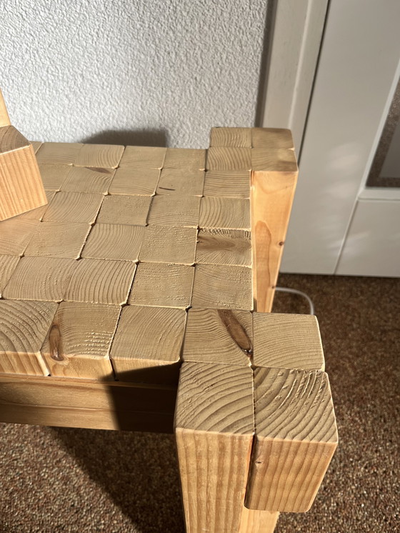 Image 1 of Design Beistelltisch + Lampe aus Kiefernholz