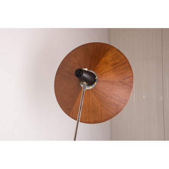 Image 1 of Vintage Stehlampe aus Stahl und Teakholz von Georges Frydman, Frankreich 1960