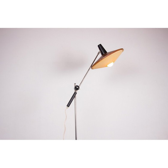 Image 1 of Vintage Stehlampe aus Stahl und Teakholz von Georges Frydman, Frankreich 1960