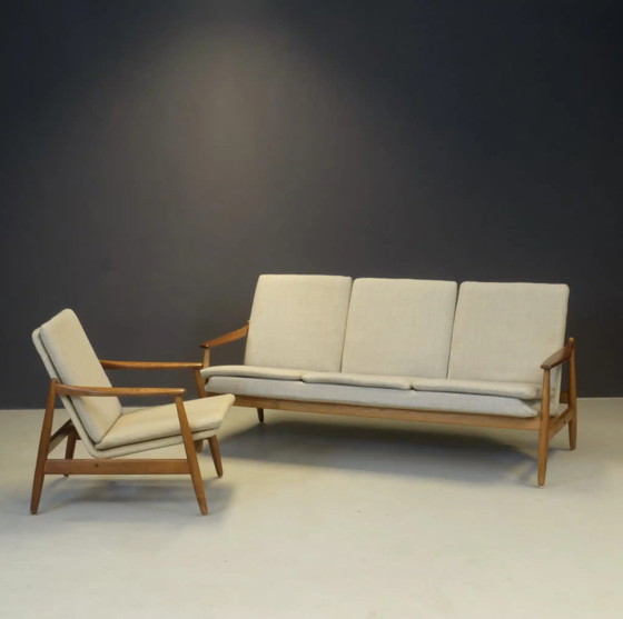 Image 1 of Teakholzsofa und passender Sessel von Poul M. Volther für Frem Rølje.
