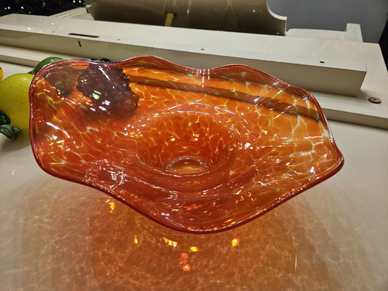 Image 1 of Tschechische böhmische Glasschale und Obst