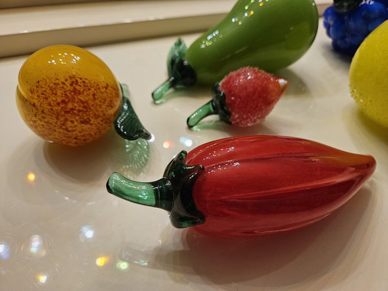 Image 1 of Tschechische böhmische Glasschale und Obst