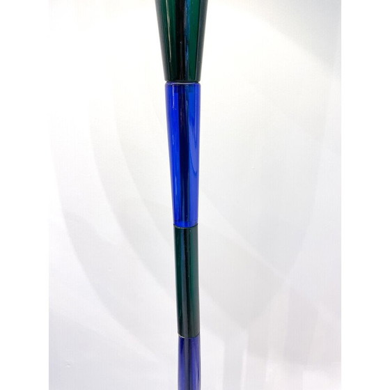 Image 1 of Mid Century Stehleuchte aus blauem und grünem Muranoglas von Fulvio Bianconi für Venini, Italien 1950er Jahre