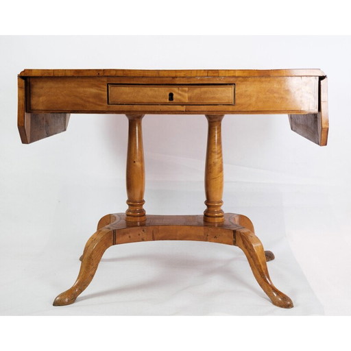 Vintage Empire Tisch mit Faps und Intarsien in Birkenholz, Dänemark 1840er Jahre