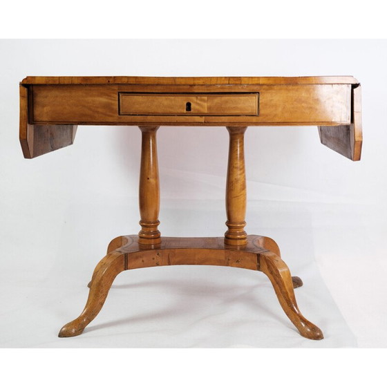 Image 1 of Vintage Empire Tisch mit Faps und Intarsien in Birkenholz, Dänemark 1840er Jahre