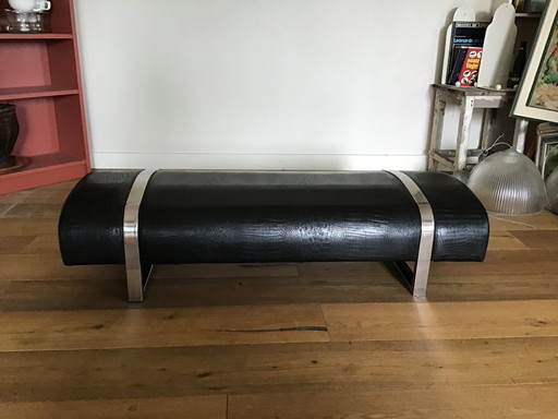 Faux Crock Schwarz/ Bank